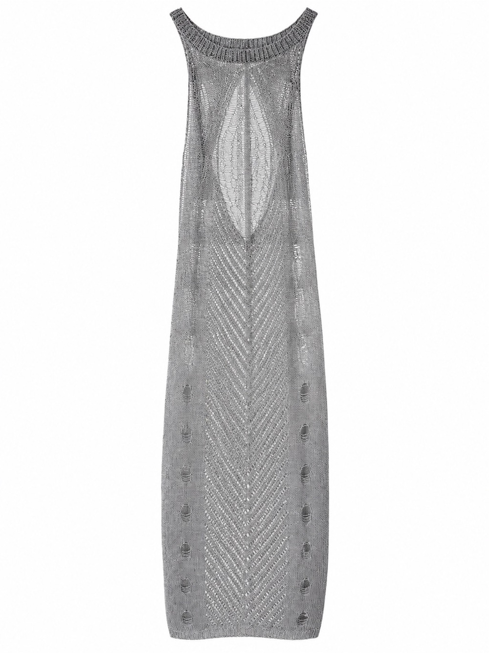 superdown Silver Open-Knit Backless Midi Dress